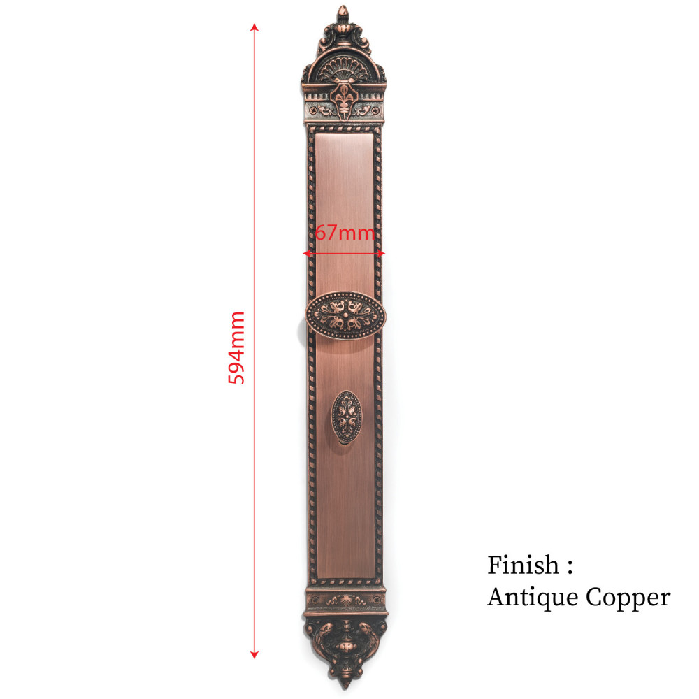 Zeus Plate with Dual AIOM Knobs – Brass Door Lockset 592 mm x 67 mm (23.3" x 2.64")