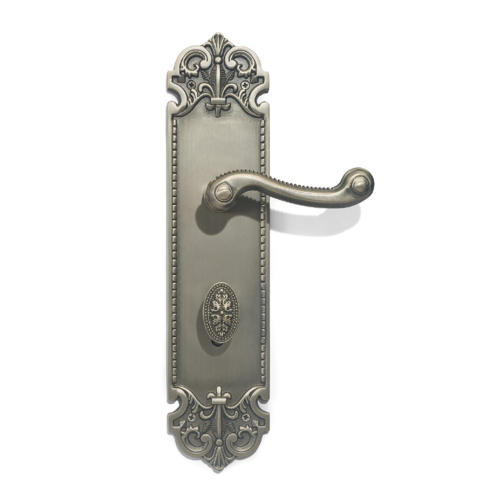 Helios Plate with Astria Handle & AIOM Knob – Brass Door Lockset 327 mm x 77 mm (12.87" x 3.03")