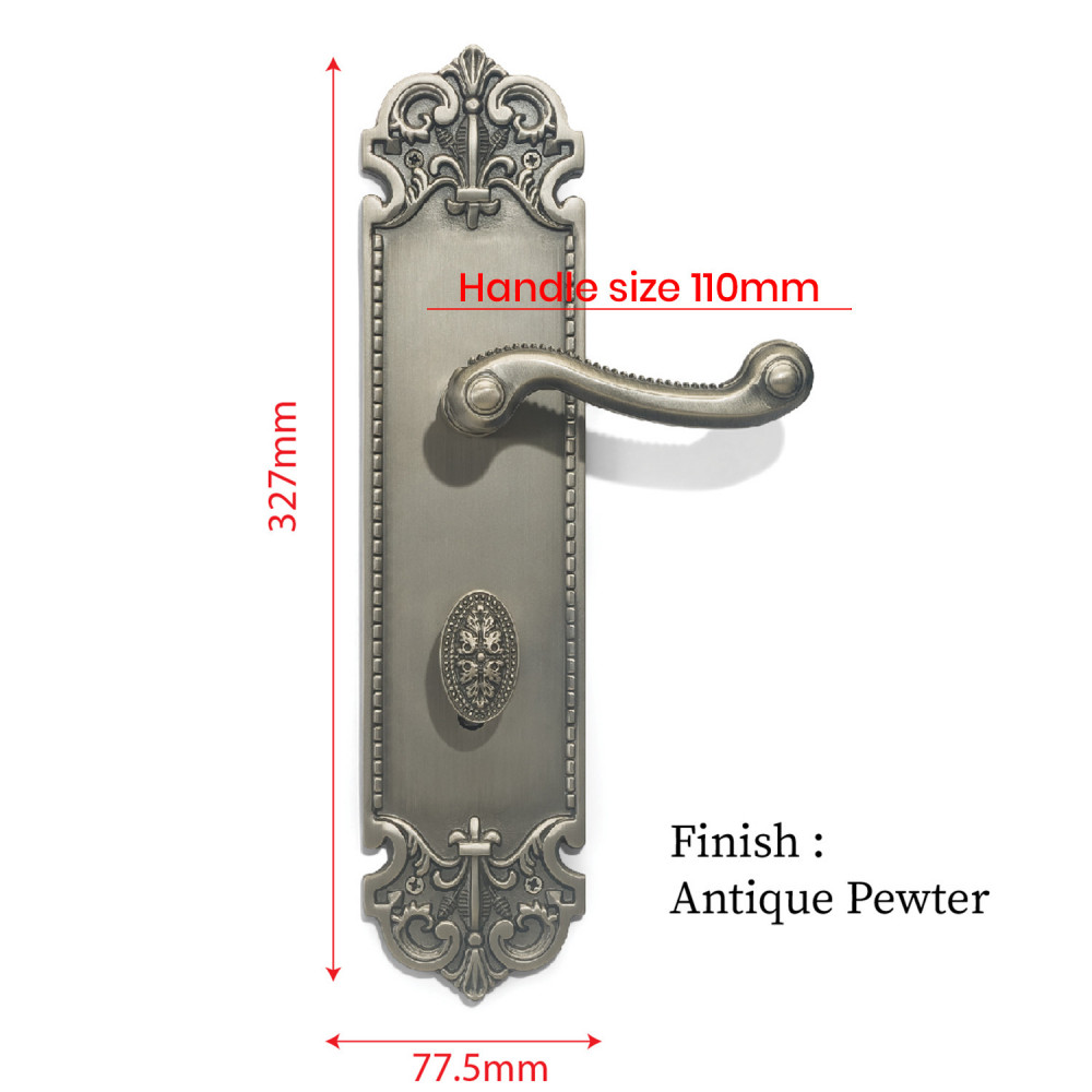 Helios Plate with Astria Handle & AIOM Knob – Brass Door Lockset 327 mm x 77 mm (12.87" x 3.03")