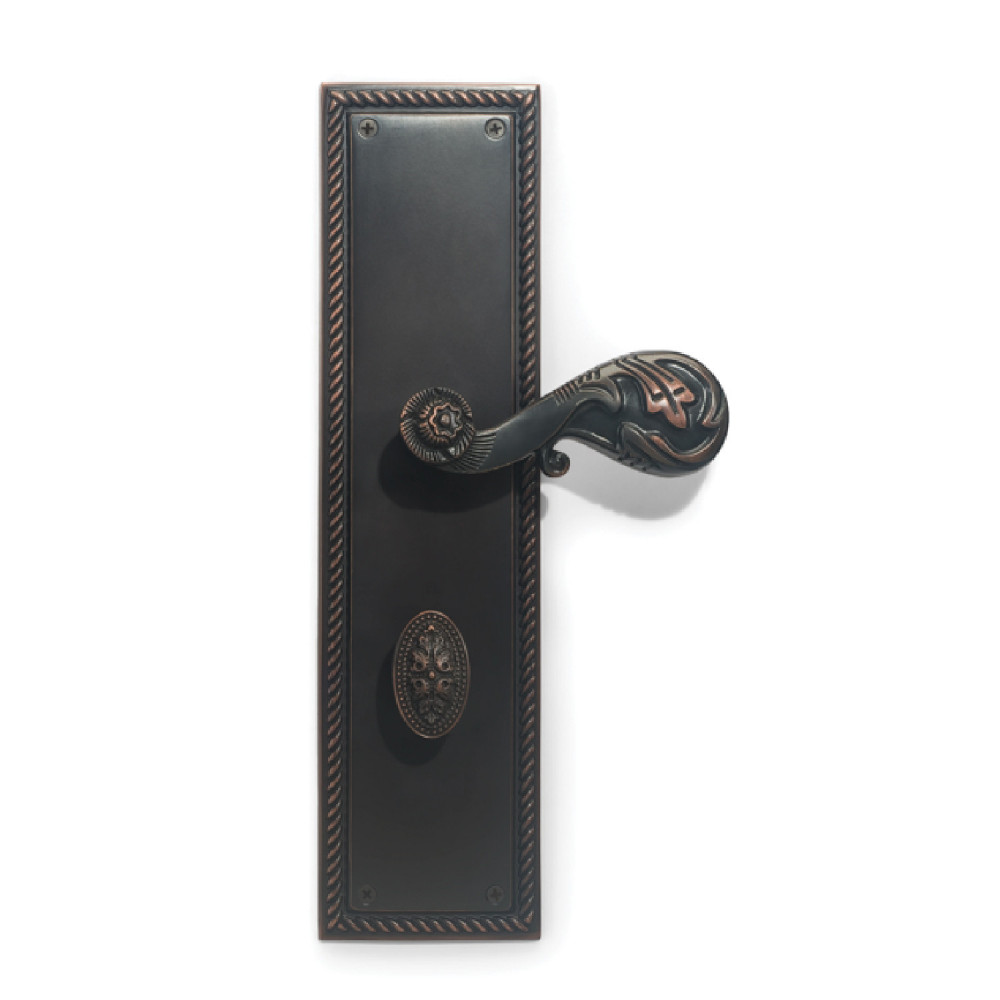 Georgia Plate with Demeter Solid Handle & AIOM Knob – Brass Door Lockset 307 mm x 79 mm (12.09" x 3.11")