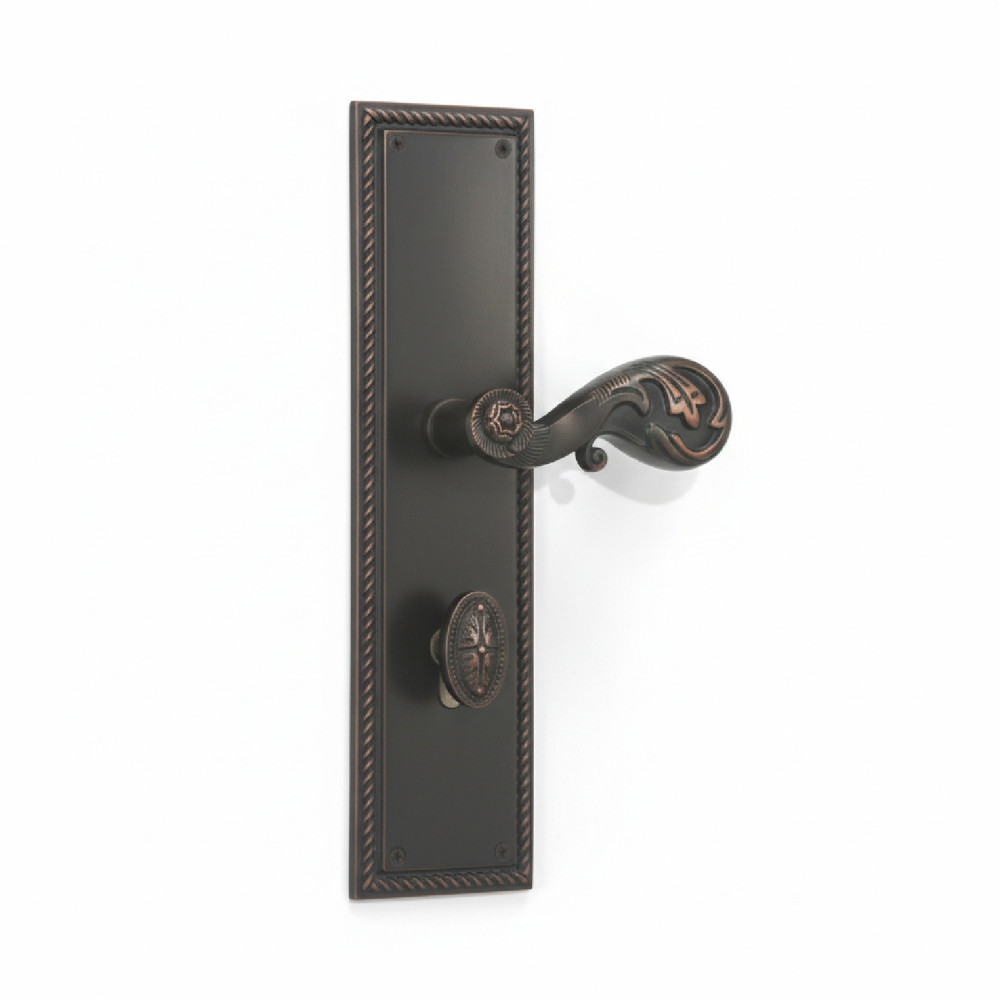 Georgia Plate with Demeter Solid Handle & AIOM Knob – Brass Door Lockset 307 mm x 79 mm (12.09" x 3.11")