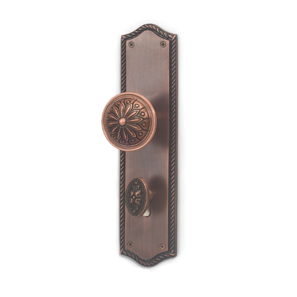Hermes Plate with Hestia Knob & AIOM Knob – Brass Door Lockset 278 mm x 70.4 mm (10.94" x 2.77")