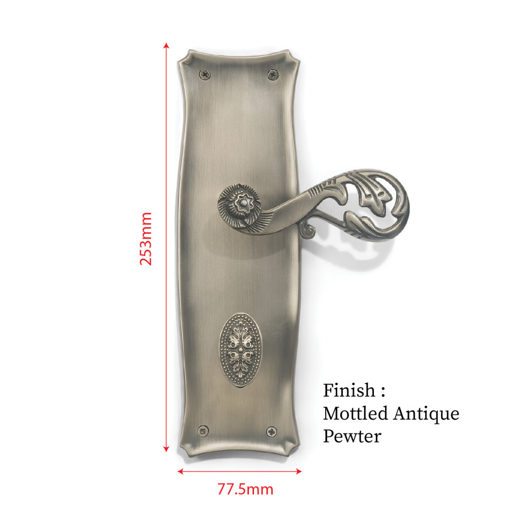 Perses Plate with Demeter Handle & AIOM Knob – Premium Brass Lockset 253 mm x 77 mm (9.96" x 3.03")