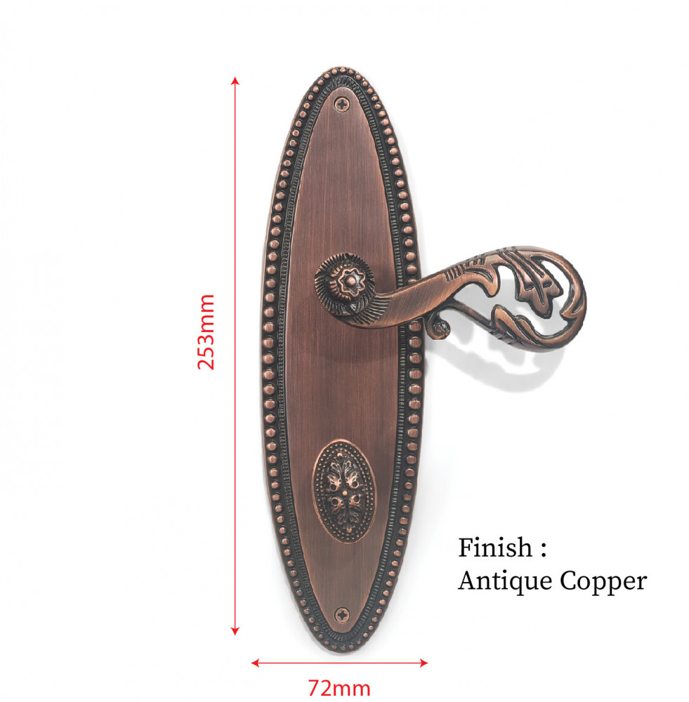 Poseidon Plate with Demeter Handle & AIOM Knob – Brass Door Lockset 253 mm x 72 mm (9.96" x 2.83")