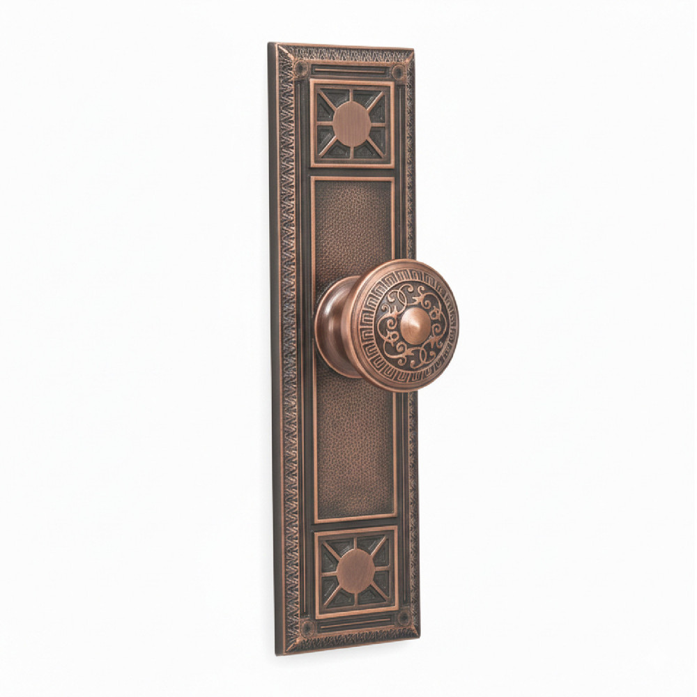 Delphi Plate with Hera Knob – Brass Door Lockset 259 mm x 78.5 mm (10.2" x 3.09")