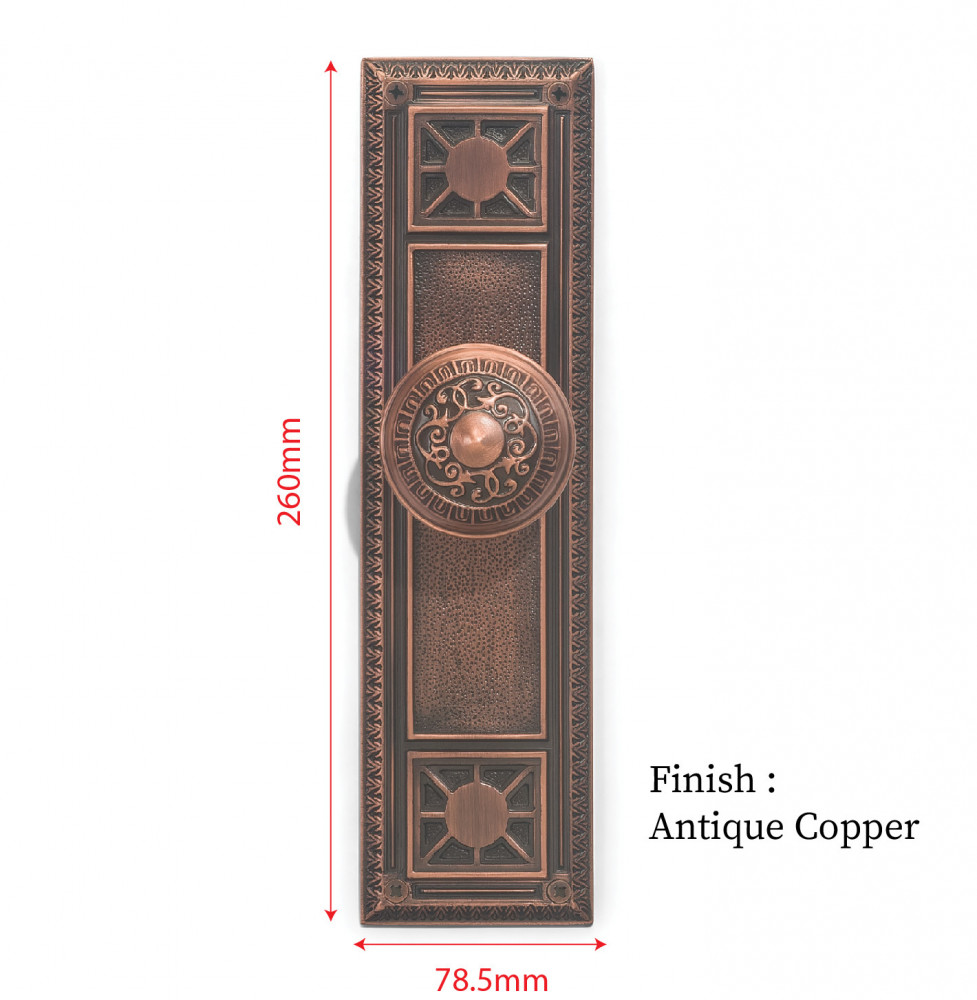 Delphi Plate with Hera Knob – Brass Door Lockset 259 mm x 78.5 mm (10.2" x 3.09")