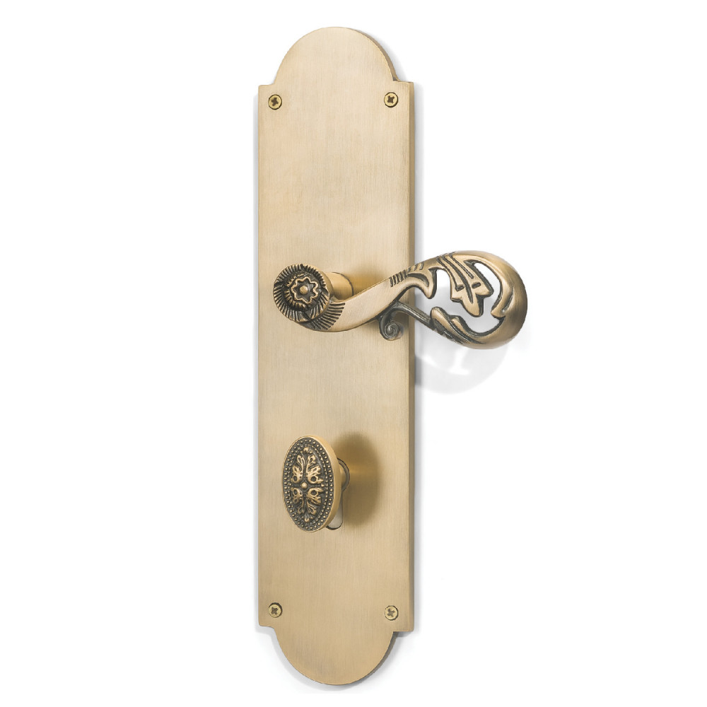 Uranus Plate with Demeter Handle & AIOM Knob – Brass Door Lockset 308 mm x 76.4 mm (12.13" x 3.01")