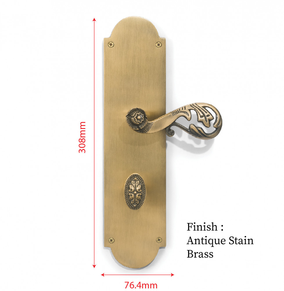 Uranus Plate with Demeter Handle & AIOM Knob – Brass Door Lockset 308 mm x 76.4 mm (12.13" x 3.01")