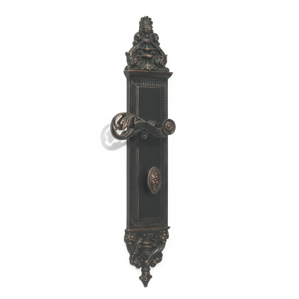 Romulus Plate with Demeter Handle & AIOM Knob – Brass Door Lockset 453 mm x 80 mm (17.83" x 3.14")