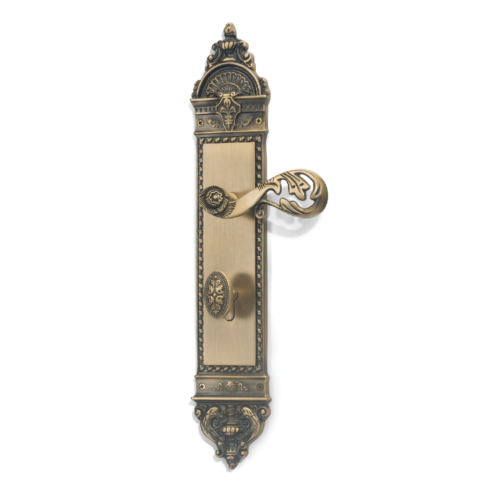 Zeus Plate with Dual AIOM Knobs – Brass Door Lockset 592 mm x 67 mm (23.3" x 2.64")