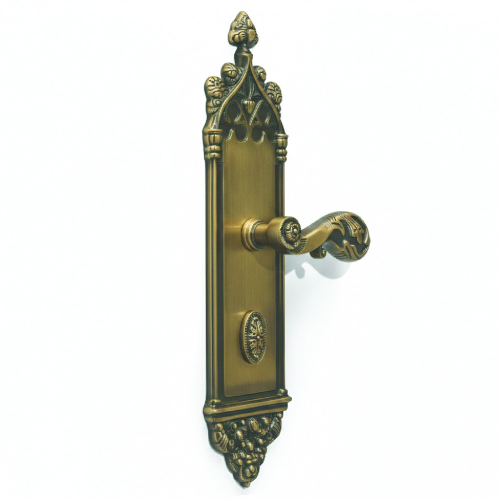 Kronos Plate with Demeter Solid Handle & AIOM Knob – Brass Door Lockset 415 mm x 85 mm (16.34" x 3.34")