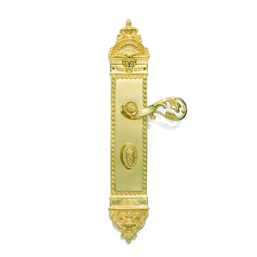 Zeus Plate with Demeter Handle & AIOM Knob – Brass Door Lockset 415 mm x 85 mm (16.34" x 3.34")