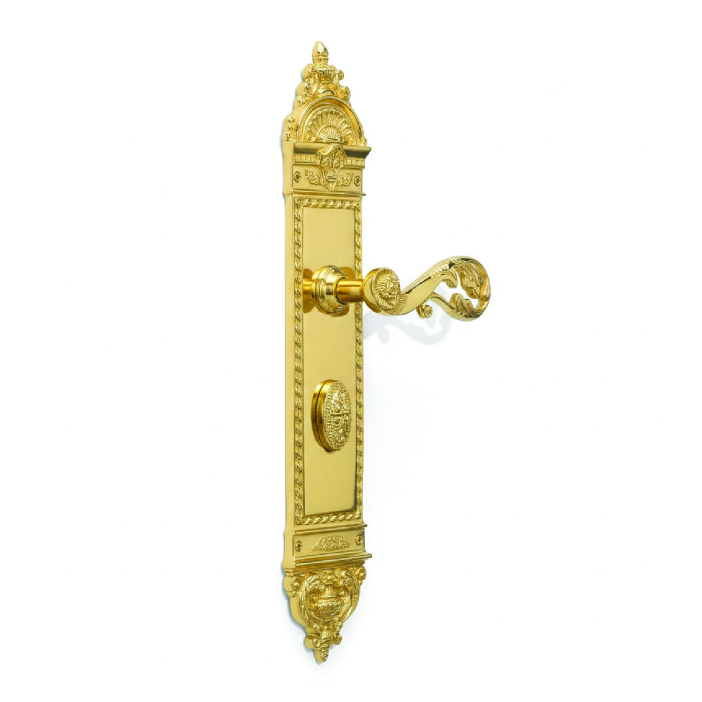 Zeus Plate with Demeter Handle & AIOM Knob – Brass Door Lockset 415 mm x 85 mm (16.34" x 3.34")